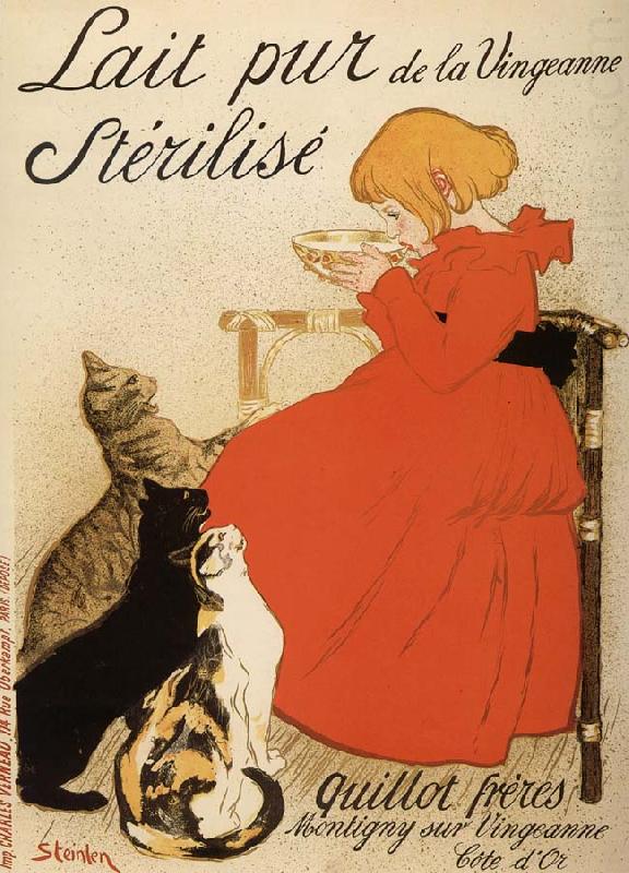 Poster Advetising Sterilized Milk, theophile-alexandre steinlen